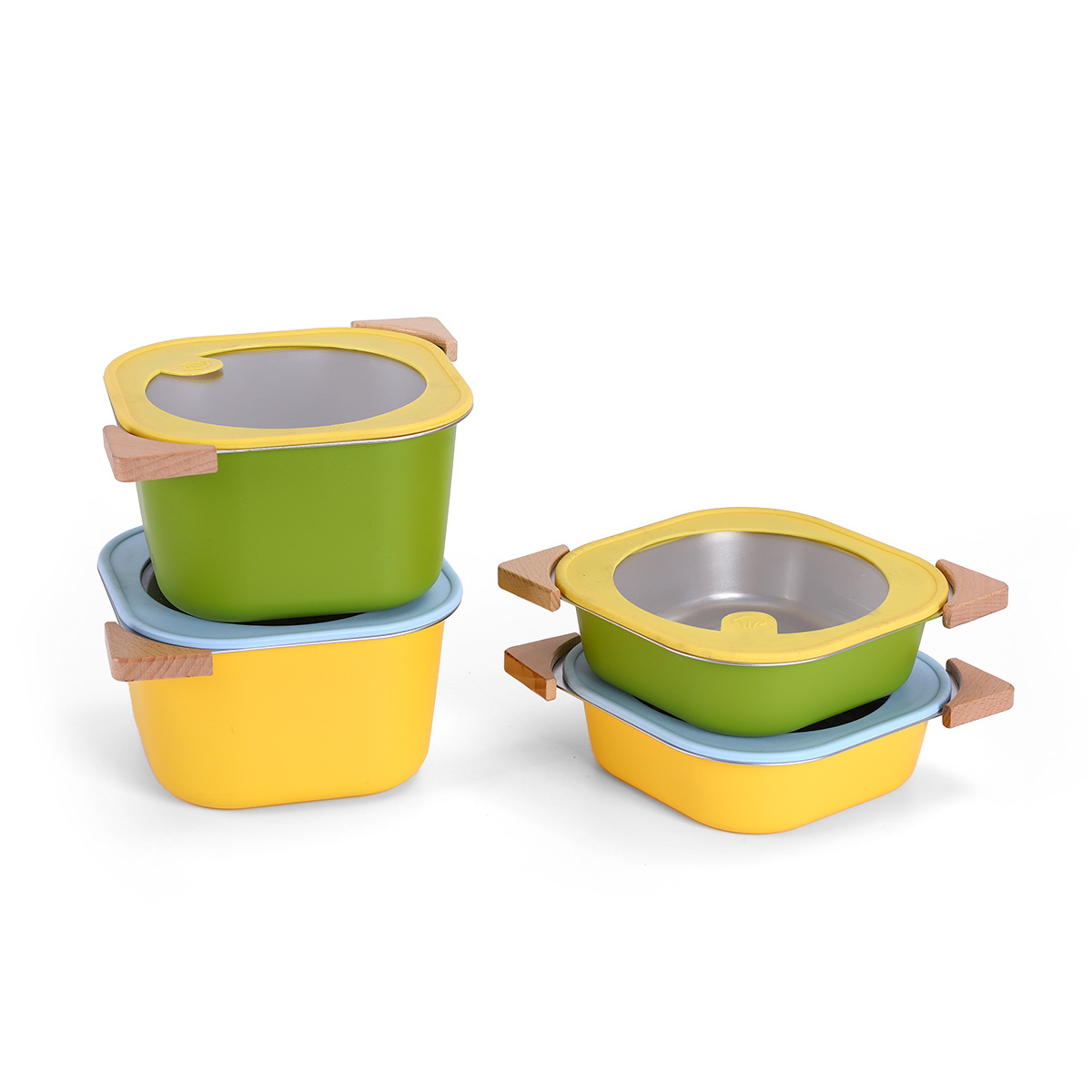 Fábrica de suministro directo cuadrado acero inoxidable olla con color antiplanchado doble oído olla de regalo de comercio exterior puede ser logotipo personalizado Item Picture