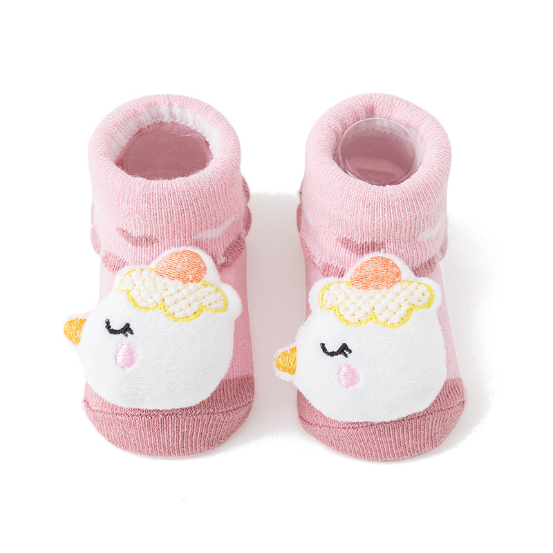 Baby floor socks, infant cotton socks, walking socks, cute cartoon dolls, mid-calf socks, bell anti-slip early education socks for 0-9 months Item Picture