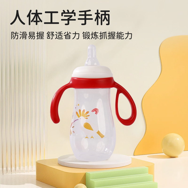 Infant PP baby bottle, anti-drop and anti-swelling, wide-mouth imitation breast milk with handle, direct supply from the manufacturer details Picture