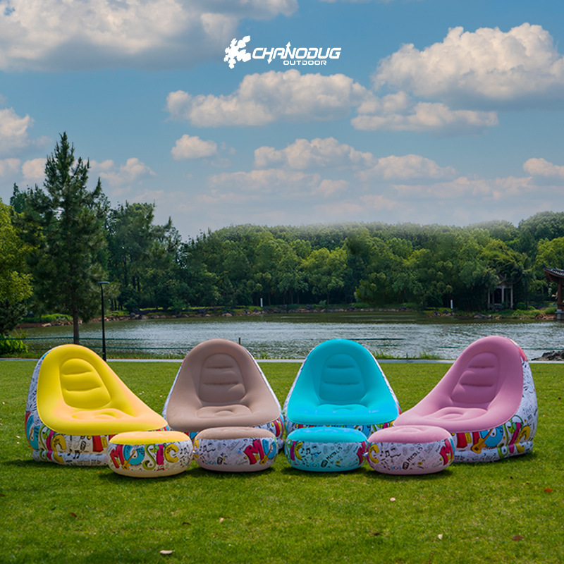 Outdoor inflatable sofa chair, portable camping Internet celebrity, thick velvet lazy sofa, bedroom home leisure folding bed details Picture