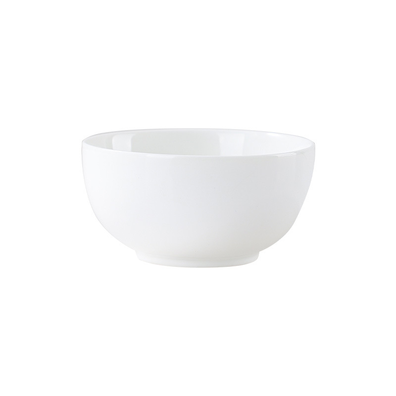 Simple soup bowl, noodle bowl, thickened rice bowl for restaurants and hotels, can be printed with LOGO, pure white ceramic straight-mouthed bowl for home use Item Picture