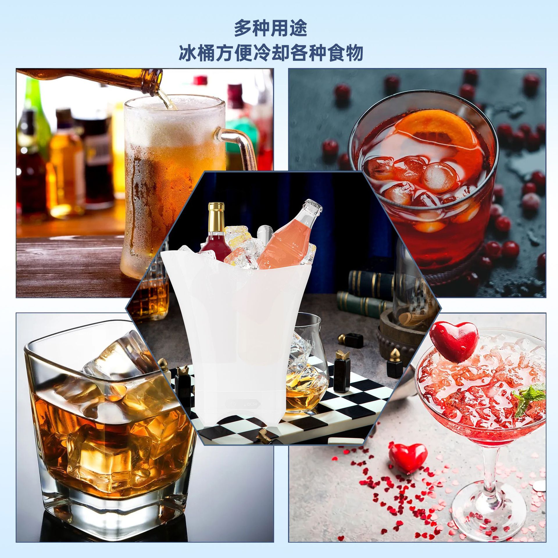 Bluetooth speaker, illuminated ice bucket, outdoor camping, wireless Bluetooth connection, music ice bucket, colorful led lights, portable details Picture