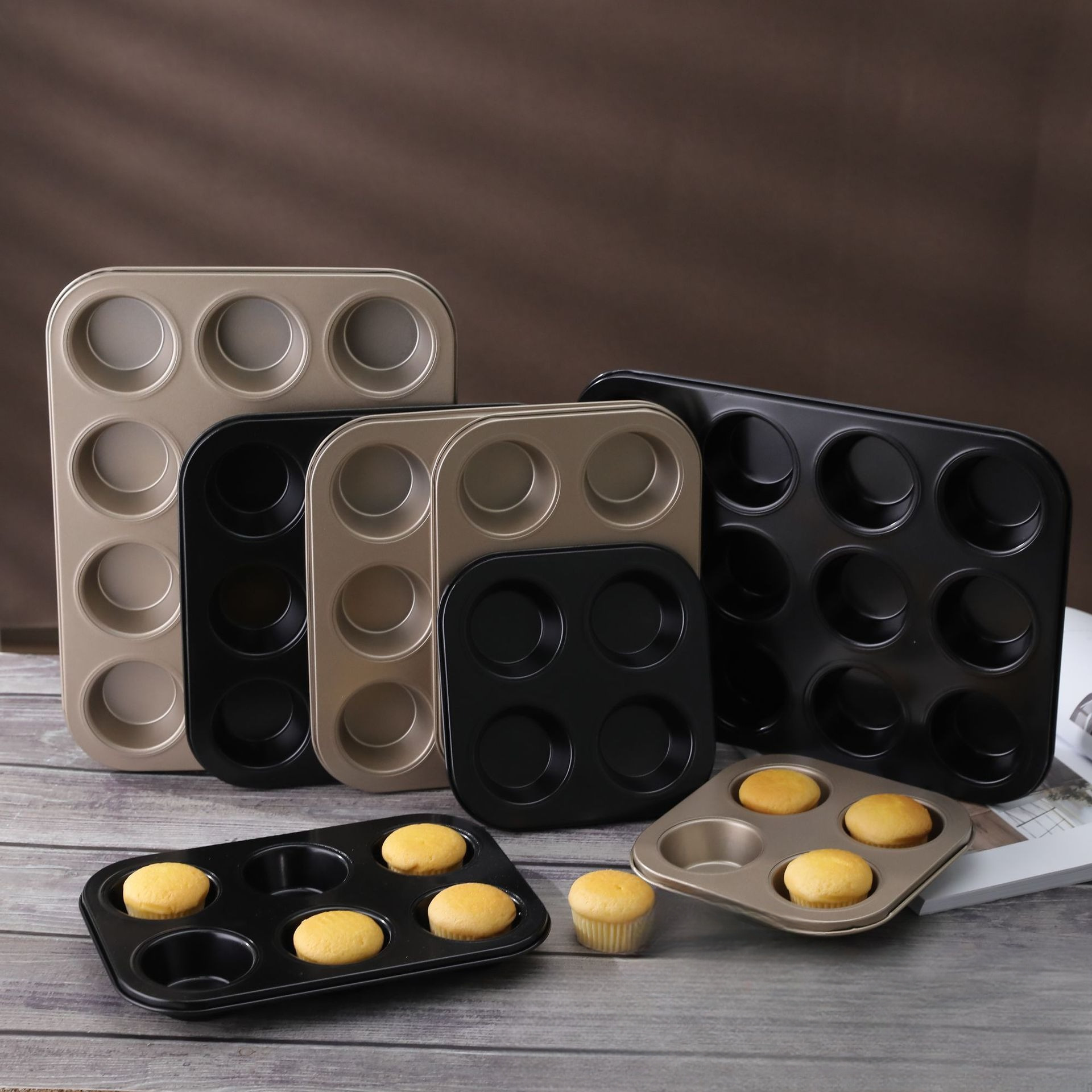 Baking mold, muffin small cake grinding tool, baking six-piece doughnut non-stick, household 6/12 piece mold baking tray tool