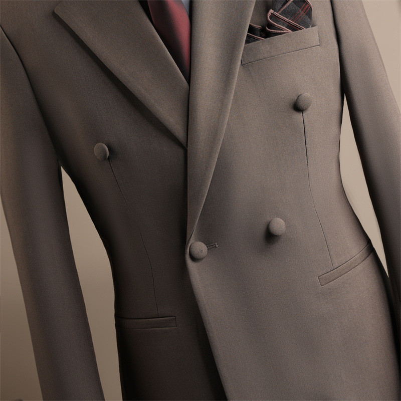 男士西服套装韩版正装咖色休闲商务新郎结婚伴郎服婚礼西装男装产品图