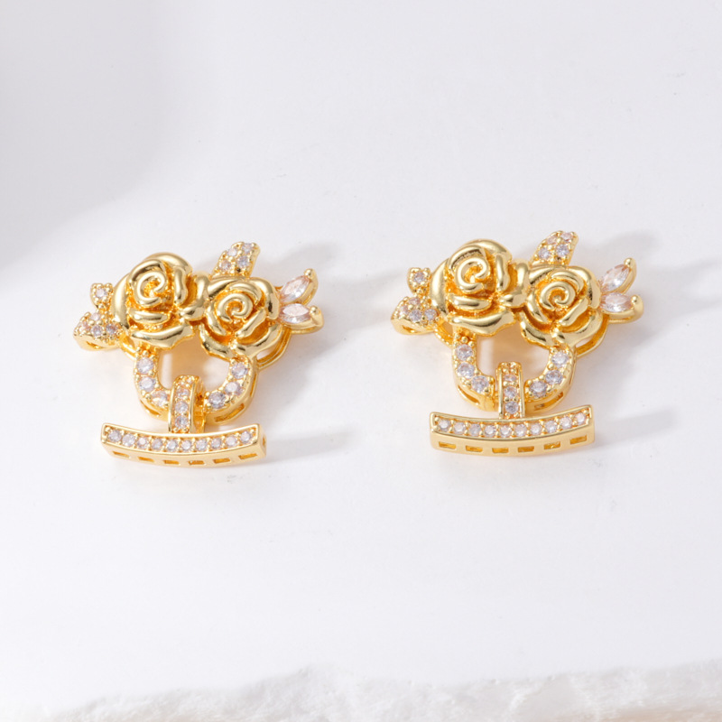 Pearl necklace buckle, flower micro-inlaid zircon, retro handcrafted end buckle, connecting buckle, mother-and-child buckle, sweater chain diy matching Application Scenario