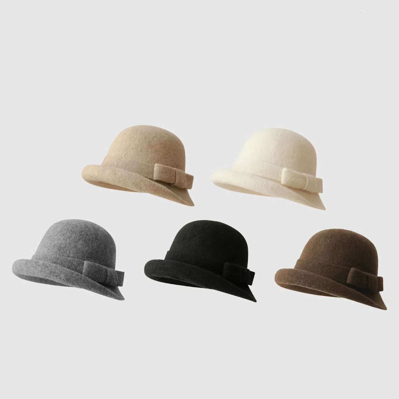 凉芳复古卷边羊毛礼帽女冬季高级感法式气质千金帽显脸小渔夫帽盆