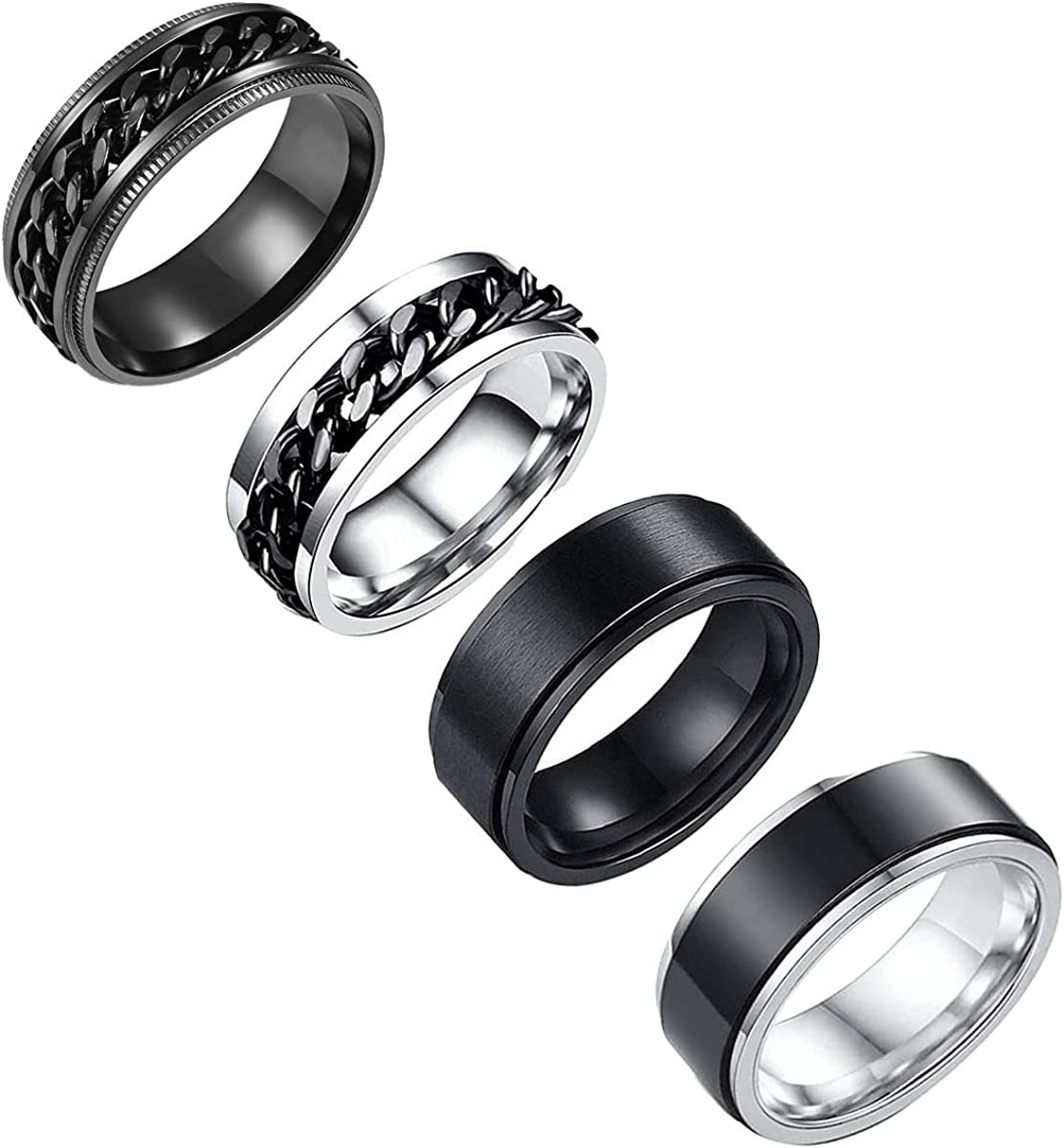 Amazon's best-selling chain-rotating stress-relieving ring, men's titanium steel rotating ring, wholesale of European and American men's accessories Item Picture