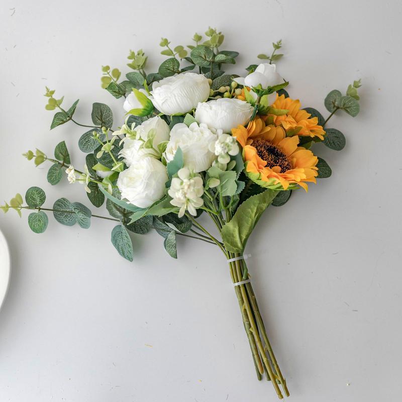 仿真花DIY发饰配件/假花/5朵塑膠花/仿真花/假花批发白底实物图