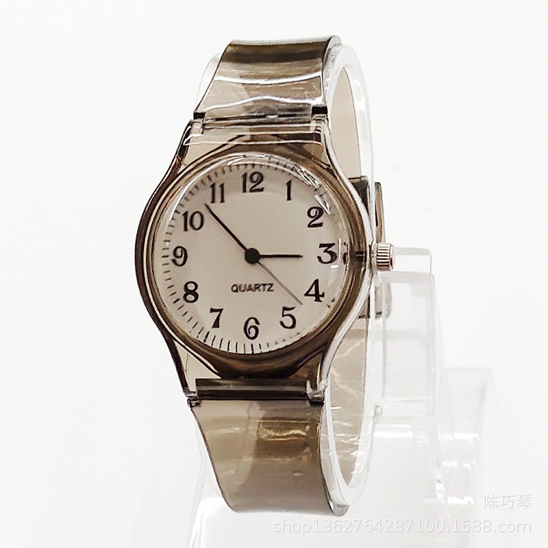 Geneva transparent PVC plastic watch, fresh and cute student plastic watch, lovely and fashionable ladies' quartz watch Specification image