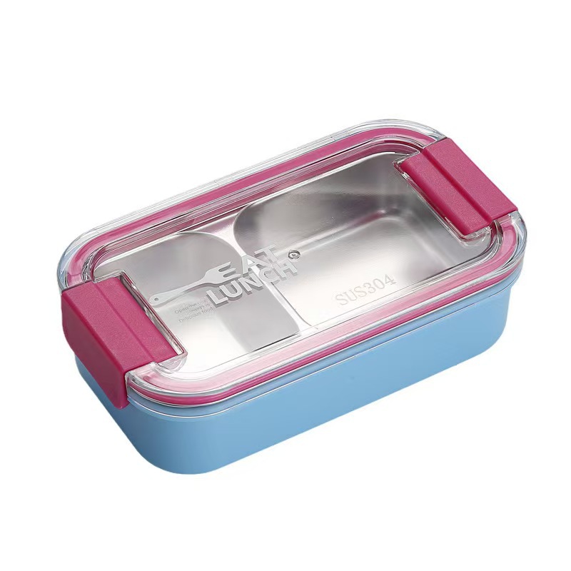 不锈钢饭盒上班族学生分格午餐便当盒保温专用便当餐盒加热微波炉白底实物图