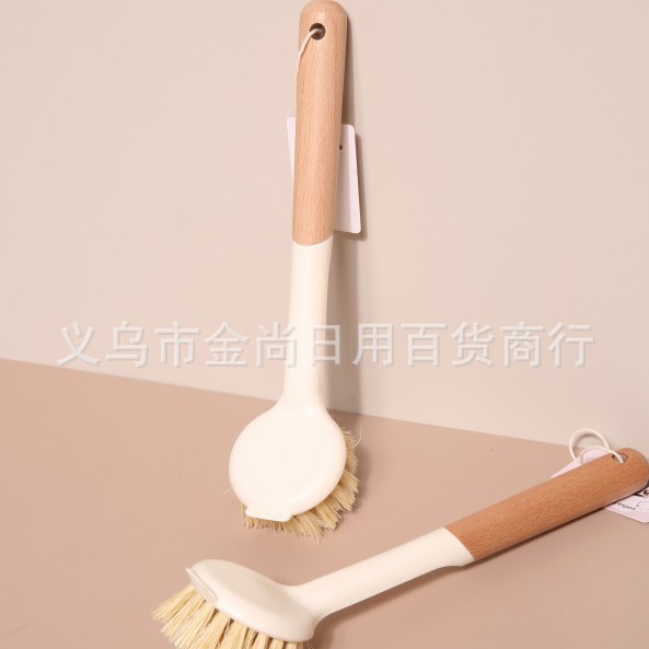 New wooden handle multi-purpose pot brush, kitchen brush for washing dishes, kitchen brush with long handle for cleaning, durable and non-stick pans Specification image