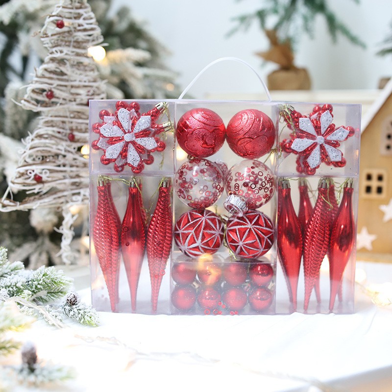 New Christmas style: 40 electroplated plastic balls, classic Christmas ball pendant, Christmas tree hanging ornament, set of accessories details Picture