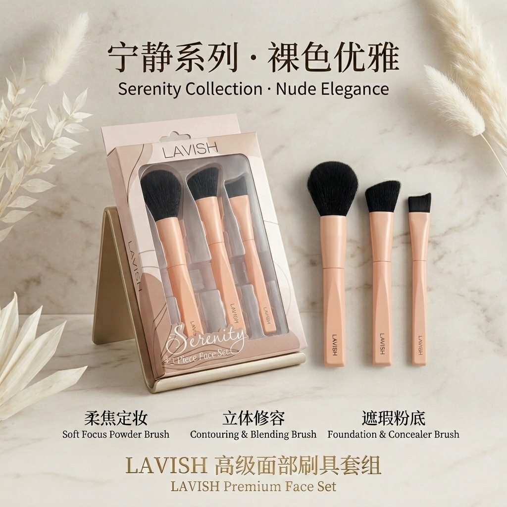 LOOTESI makeup Brush, loose Brush, Serene Series, elegant set, high-end facial brush, makeup brush, beauty and makeup tools Application Scenario