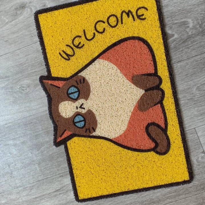 Brushed ring spray-painted pattern pet cat litter, children's cute shape, game, sand and mud scraping, floor mat, PVC floor mat Application Scenario