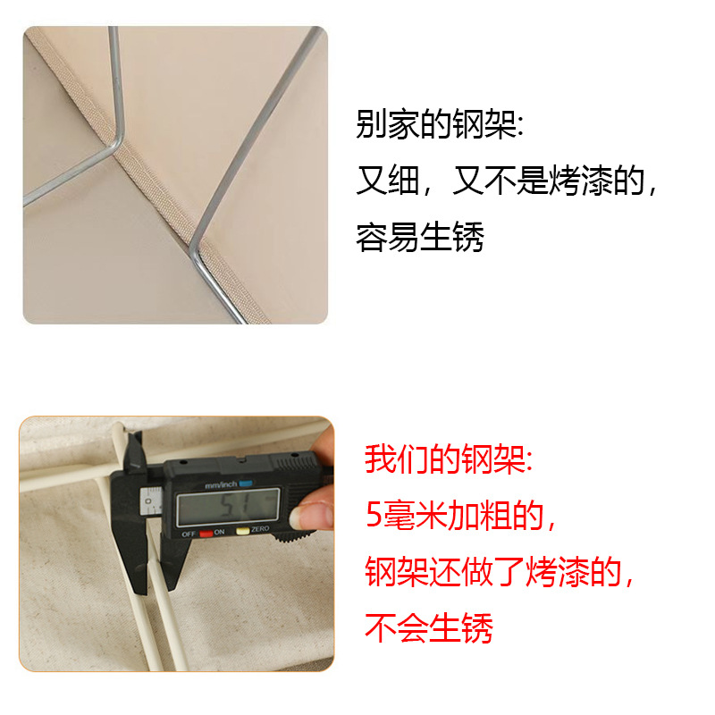 衣物棉麻收纳箱可折叠加粗钢架防尘耐磨家用超大容量被子储物箱 details Picture