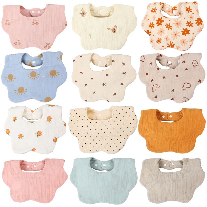 ins新生儿口水兜宝宝围兜婴幼儿围嘴纱布婴儿口水巾a类棉六层绉布