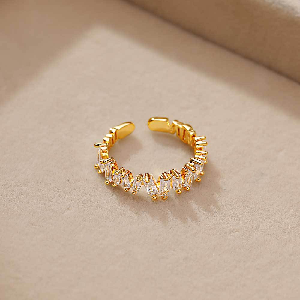 Hyacinth women's light luxury super flash zircon open ring, fashionable, individual and versatile ring, Korean Internet celebrity Application Scenario