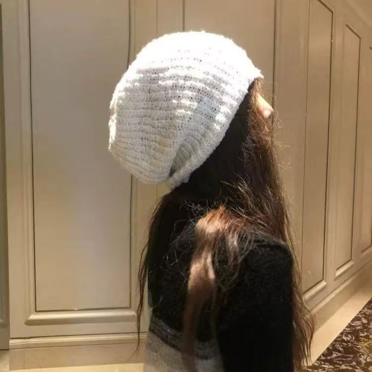 Korean-style pure cotton autumn and winter women's woolen knitted cap, versatile, fashionable and cold cap, small round face hat that shows off the face Specification image