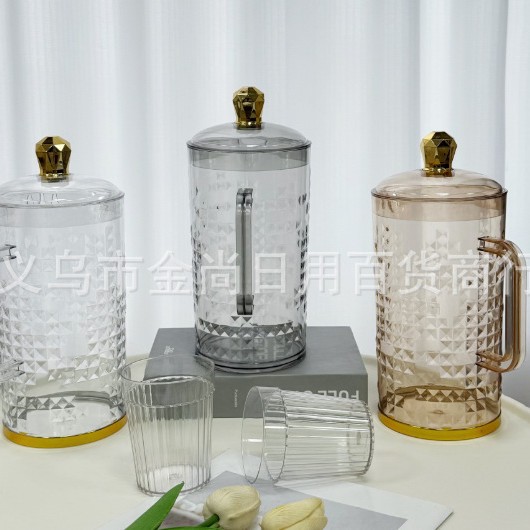 Transparent solid plastic cold water bottle, large capacity household tea brewing bucket measuring pot, high-temperature resistant milk tea shop cold water bottle details Picture