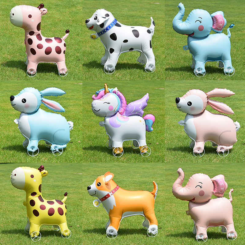 New children's balloons with wheels, cartoon walking animal balloons for birthday decoration, scene arrangement, and popular street vending Specification image
