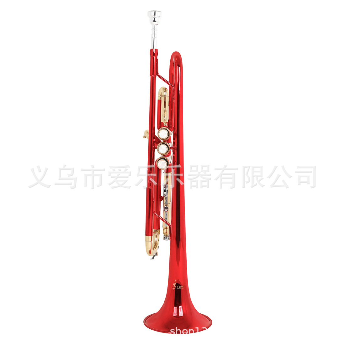 The foreign trade SLADE red gold gold-key trumpet in B-flat, made of brass, is an adult beginner's wind instrument with a three-tone horn Specification image