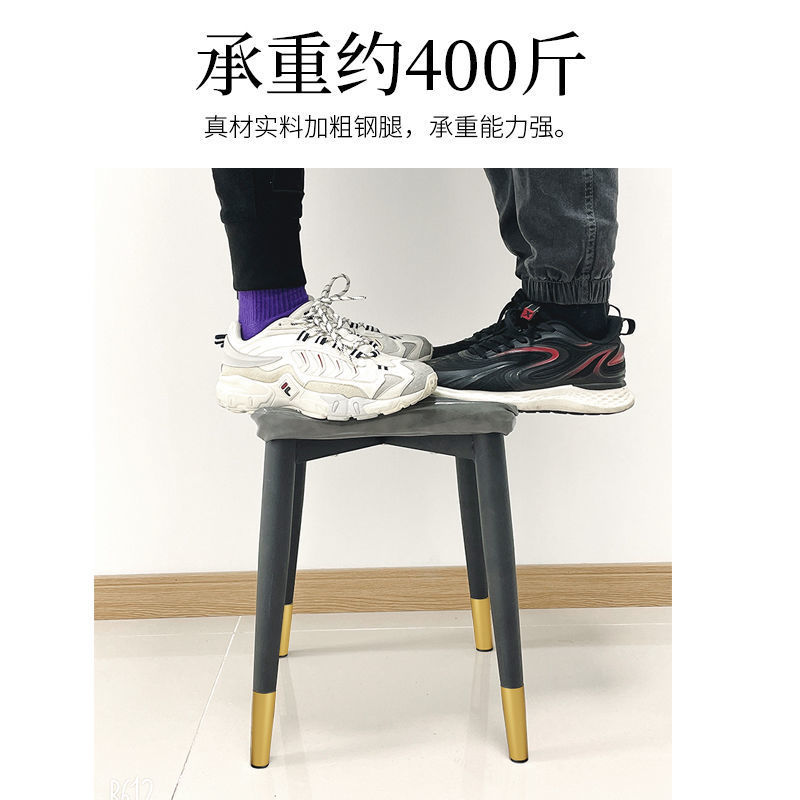 The home light luxury stool can be stacked as a square stool. It is a fashionable living room stool, a modern and simple dining table stool, and a bedroom dressing stool that is thickened details Picture