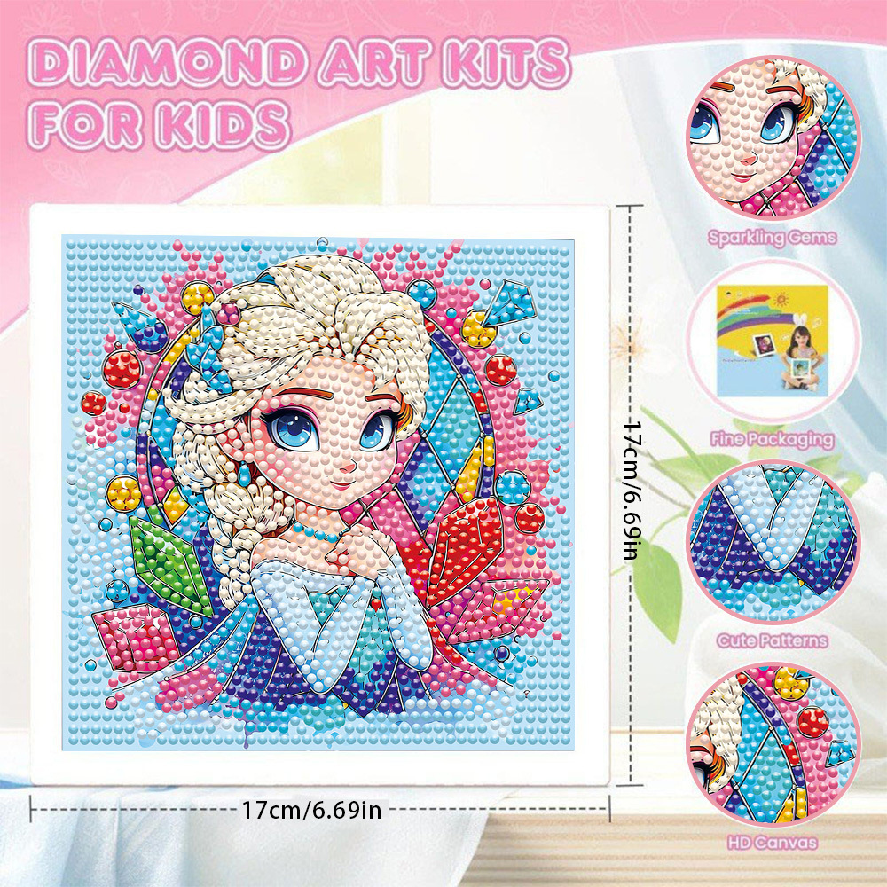 New children's diamond painting diy princess diamond collage, cute diamond dot painting, kindergarten handcrafted educational diamond painting details Picture