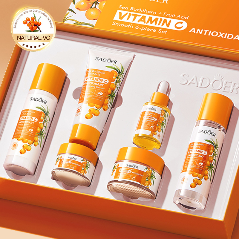 Cross-border export wholesale of all-English sea buckthorn vitamin C Antioxidant six-piece SADOER moisturizing set Specification image