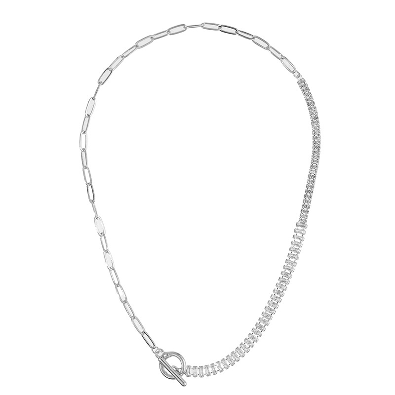 Amazon's best-selling exaggerated chain OT buckle design water diamond zircon personalized necklace, fashionable and creative spliced necklace Item Picture