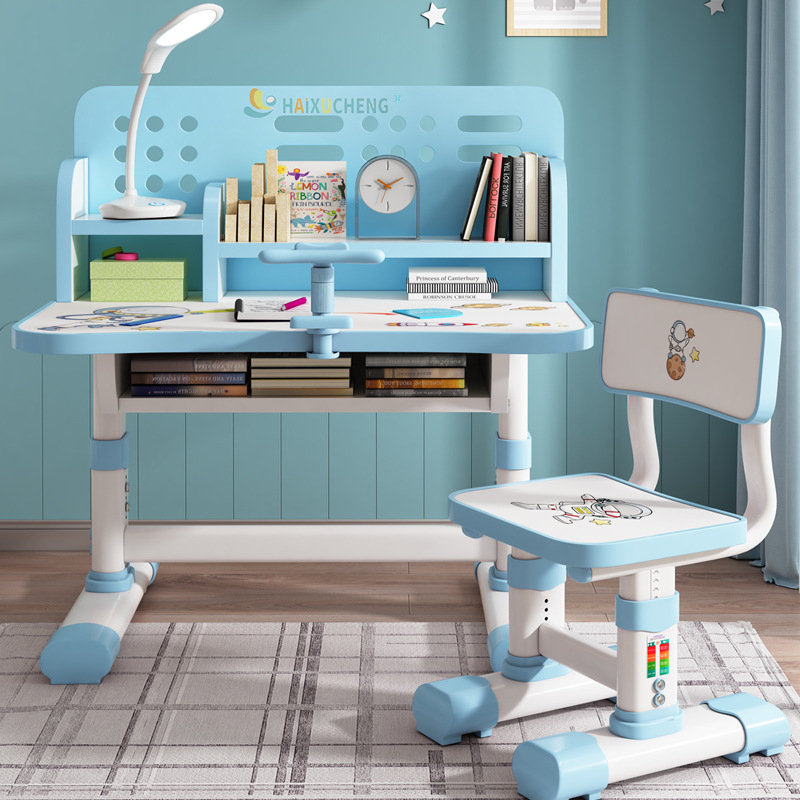 Children's study desk, primary school students' writing and homework desk, simple home children's desks and chairs, adjustable desk set Specification image