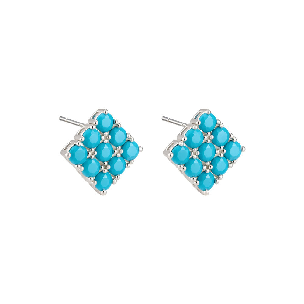 وأقراط فضية من الزركونيوم S925 الزركونيوم Item Picture