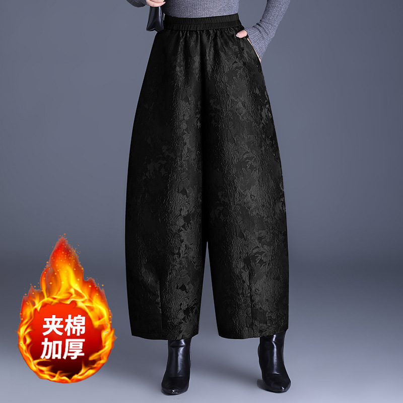 加绒休闲裤/阔腿裤/加绒裤女直筒百搭/加绒裤子女/中老年装女春秋休闲产品图
