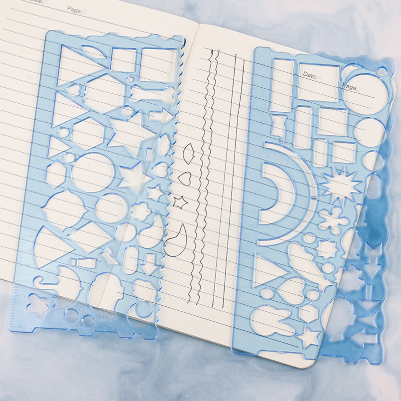 A set of seven-piece multi-functional rulers, geometric drawing rulers, hollowed-out drawing rulers, and drawing tool sets Specification drawing
