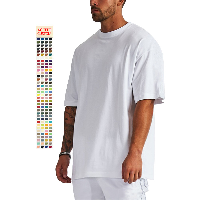 Summer high-quality cotton solid-color casual loose oversized T-shirt custom printed with pictures and logos Summer high-quality cotton solid-color casual loose oversized T-shirt custom printed with pictures and logos