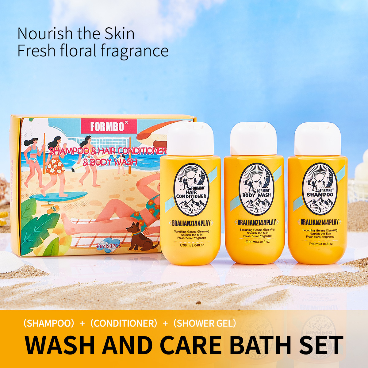 Cross-border exclusive FORMBO Hair Care Set: Smooth Shampoo, Deep Cleansing Body Wash, Smooth Hair Care