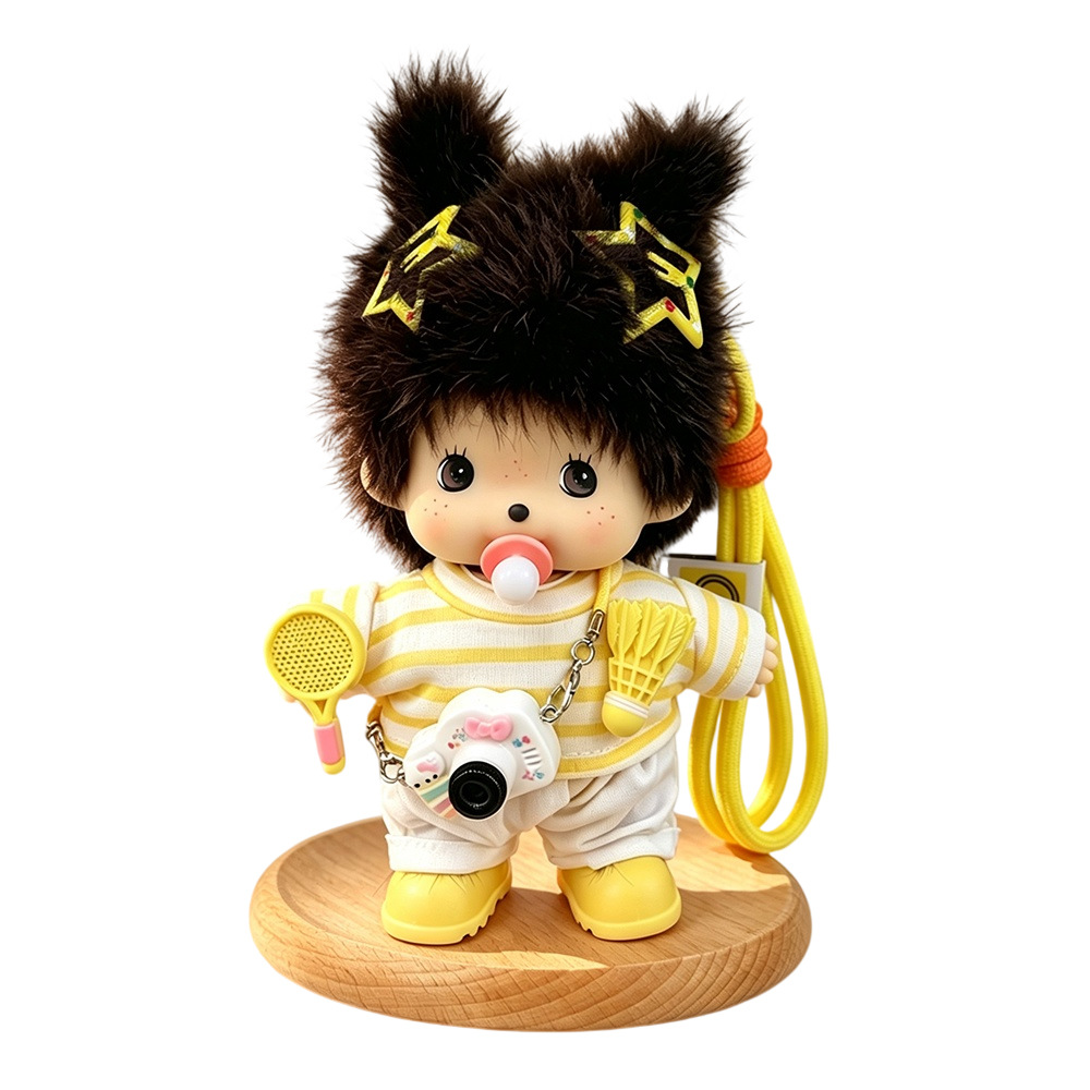 新款蒙奇奇挂件娃衣潮玩公仔夏日休闲条纹套装玩偶娃娃服饰玩偶 Item Picture