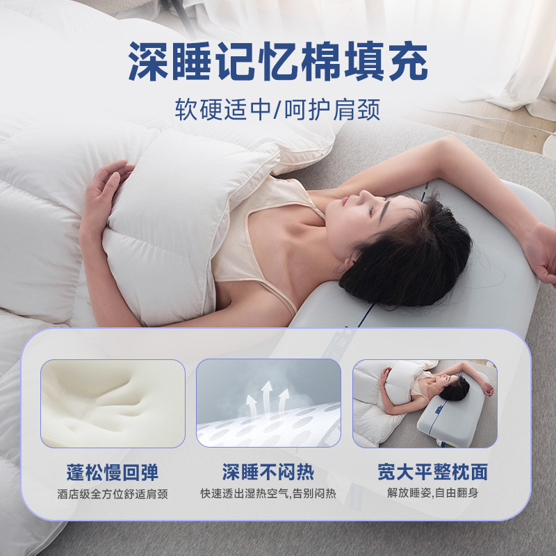 Hotel zero-pressure pillow deep sleep slow rebound memory pillow core, a pair of male and female massage neck protection cone pillow core gifts details Picture