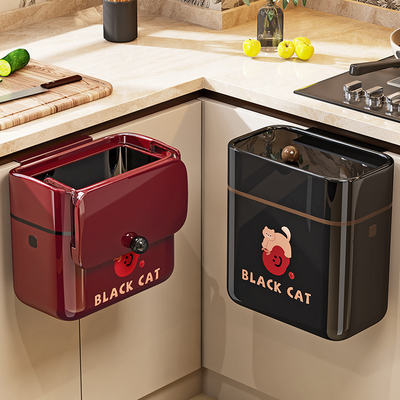 壁挂卫生间垃圾桶纸篓免安装厨房专用带盖挂墙家用塑料垃圾收纳桶