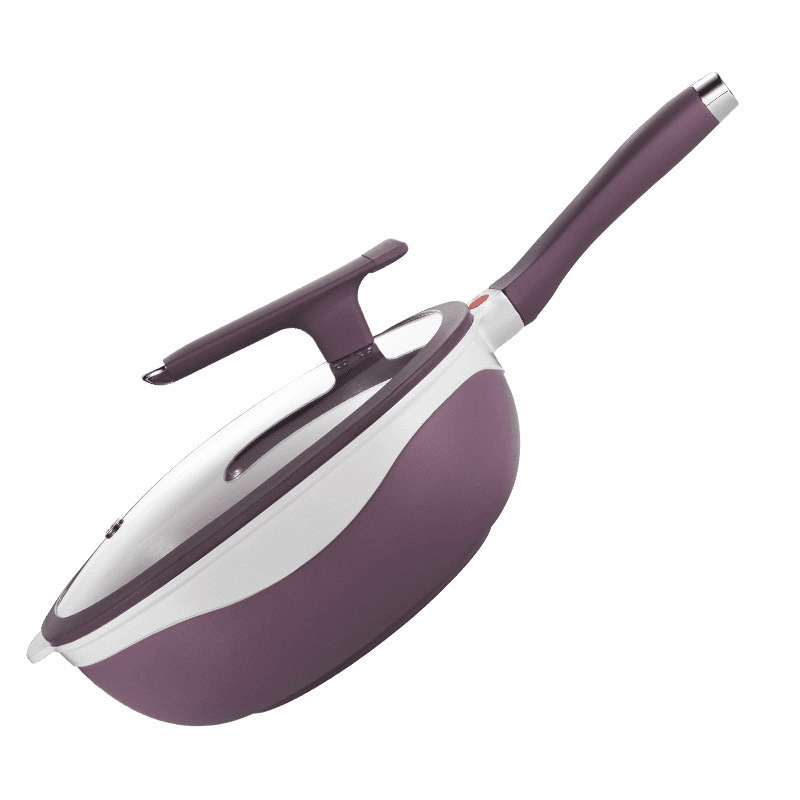 New titanium ceramic light oil, low smoke, multi-functional steaming and cooking dual-purpose non-stick wok, induction cooker, gas household frying wok Item Picture
