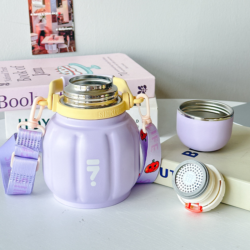 新款网红南瓜杯大肚手提便携保温杯迷你可爱大容量保温杯大肚杯