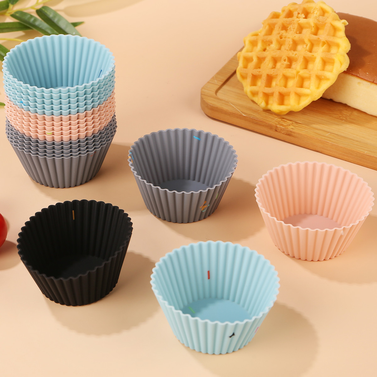 食品级加厚硅胶马芬杯烘焙硅胶模具圆形星形心形正方形玫瑰蛋糕杯细节图