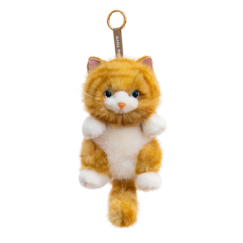 Cute three-flower cat plush toys, stuffed cat pendants, striped cat palm treasures, girls' backpack pendants, cross-border wholesale Item Picture