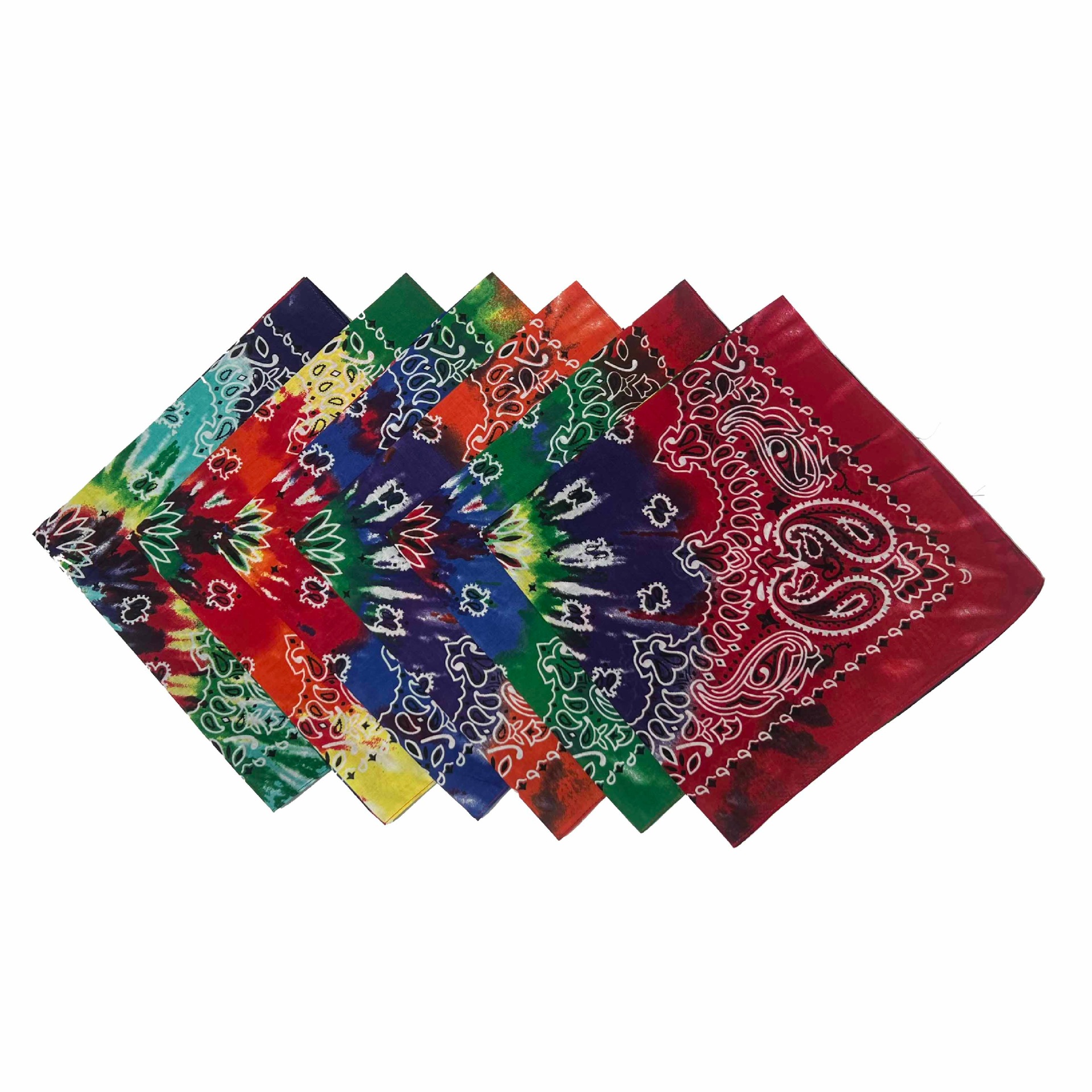 跨境纯棉方巾hip hop嘻哈街舞太阳花腰果渐变扎染bandana头巾现货