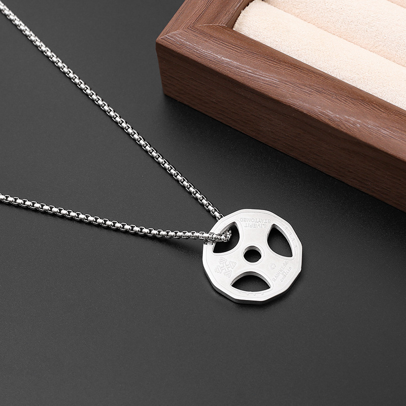 Wholesale factory direct sales of popular titanium steel dumbbell pendants and titanium steel necklaces for both men and women, trendy barbells Application Scenario