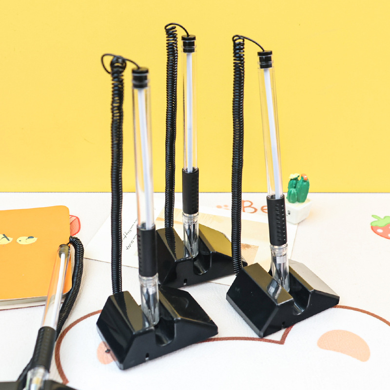 Creative and powerful drawstring pen, special signature pen for hotel and bank counters, can be pasted on the desk pen, black water-based pen full figure