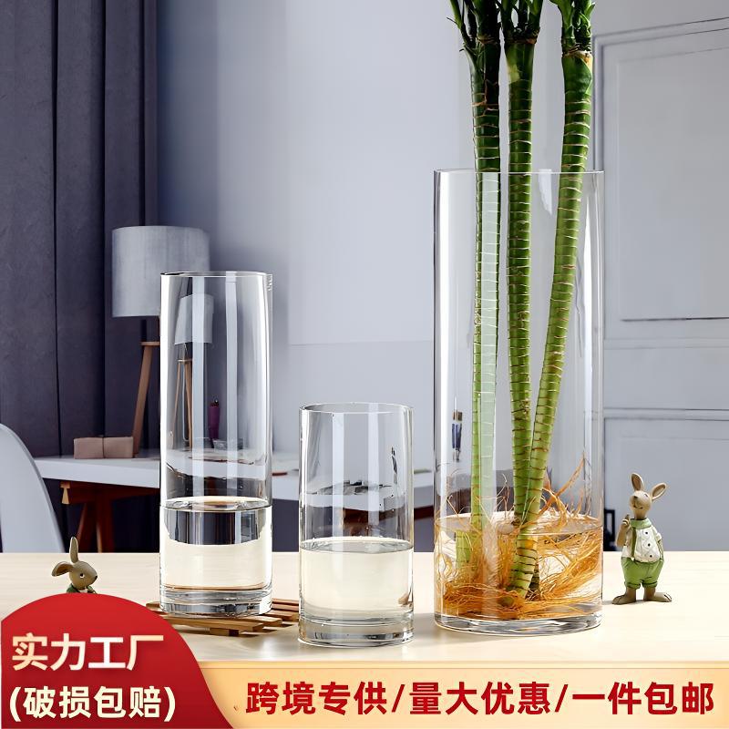 One-piece delivery of simple straight glass vases, lucky bamboo vases, living room decoration items, high-end hydroponic vases