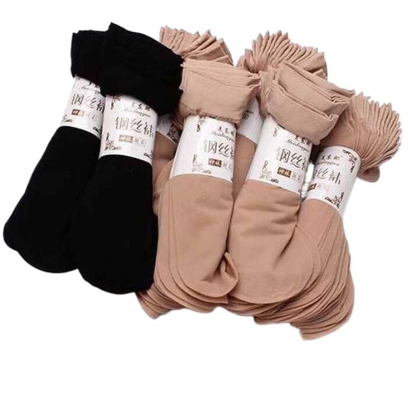 Women's summer stockings, women's short socks, summer thin crystal silk anti-slip mid-calf socks, women's anti-hook silk cotton-soled women's socks Item Picture