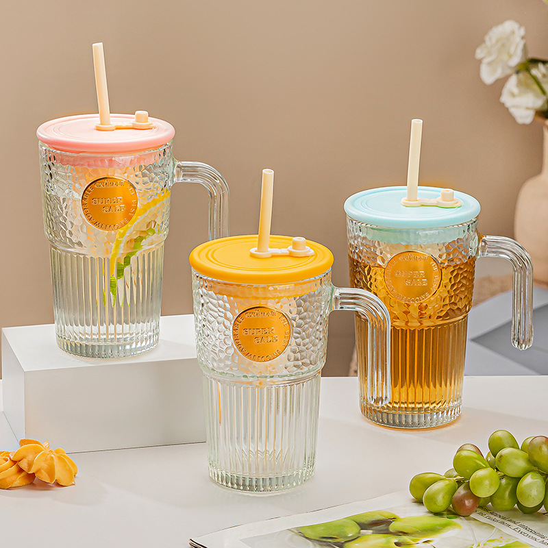 Glass cup with tea bin, high school girls' appearance level, tea-water separation, fruit tea cup, tea brewing cup, office large-capacity straw cup