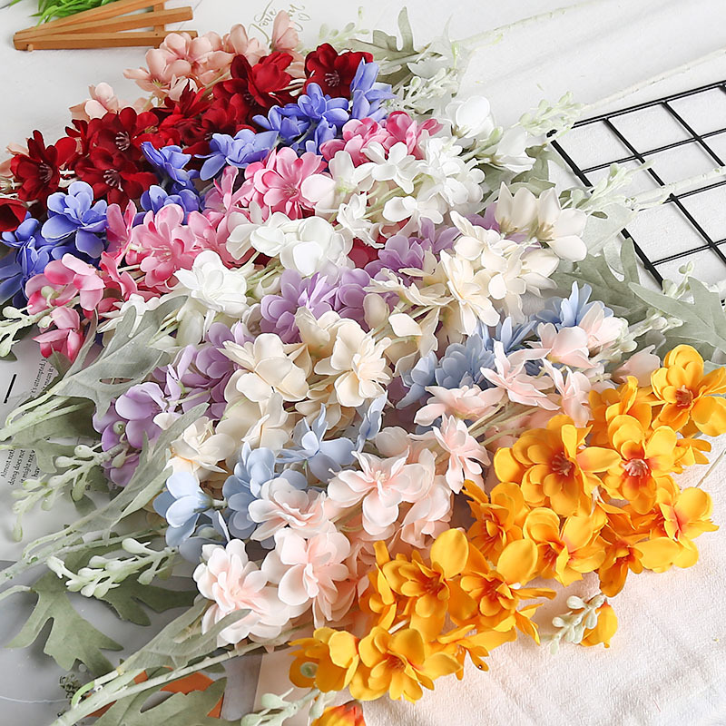 仿真花单支2叉飞燕草假花婚礼地排装饰家居厂家批发吊顶高级感细节图