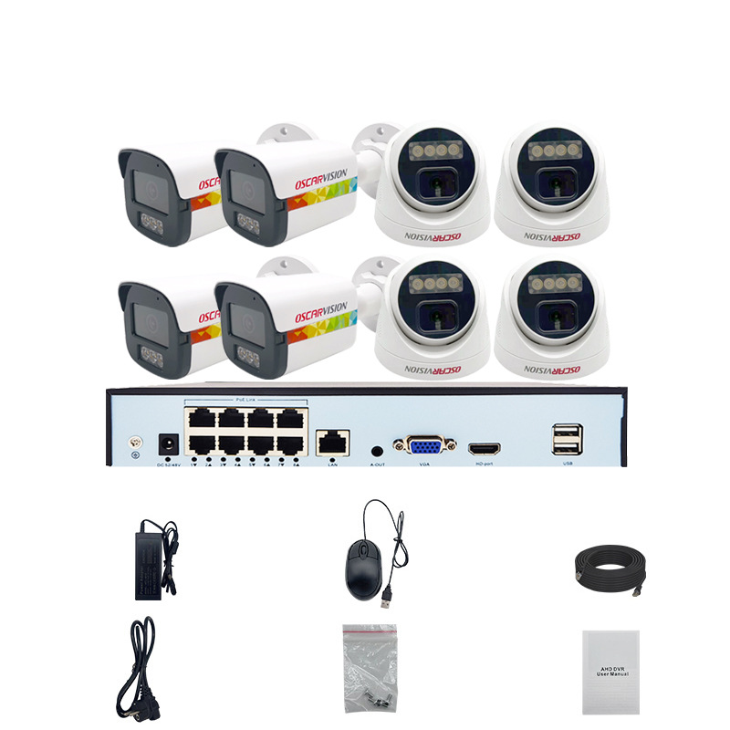 安防监控设备 HD POE KIT 8CH 监控套装白底实物图